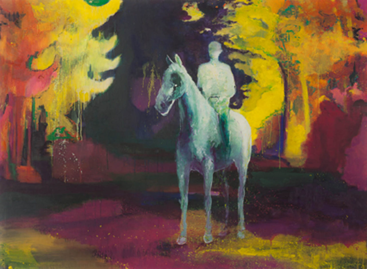 Casper Verborg a white horse 110 x 160 cm olieverf op doek