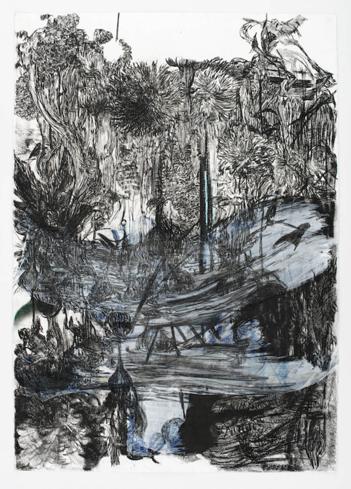 Emmy Bergsma Places of sense, my first dahliagarden [2] 75 x 100 cm mixed media op papier