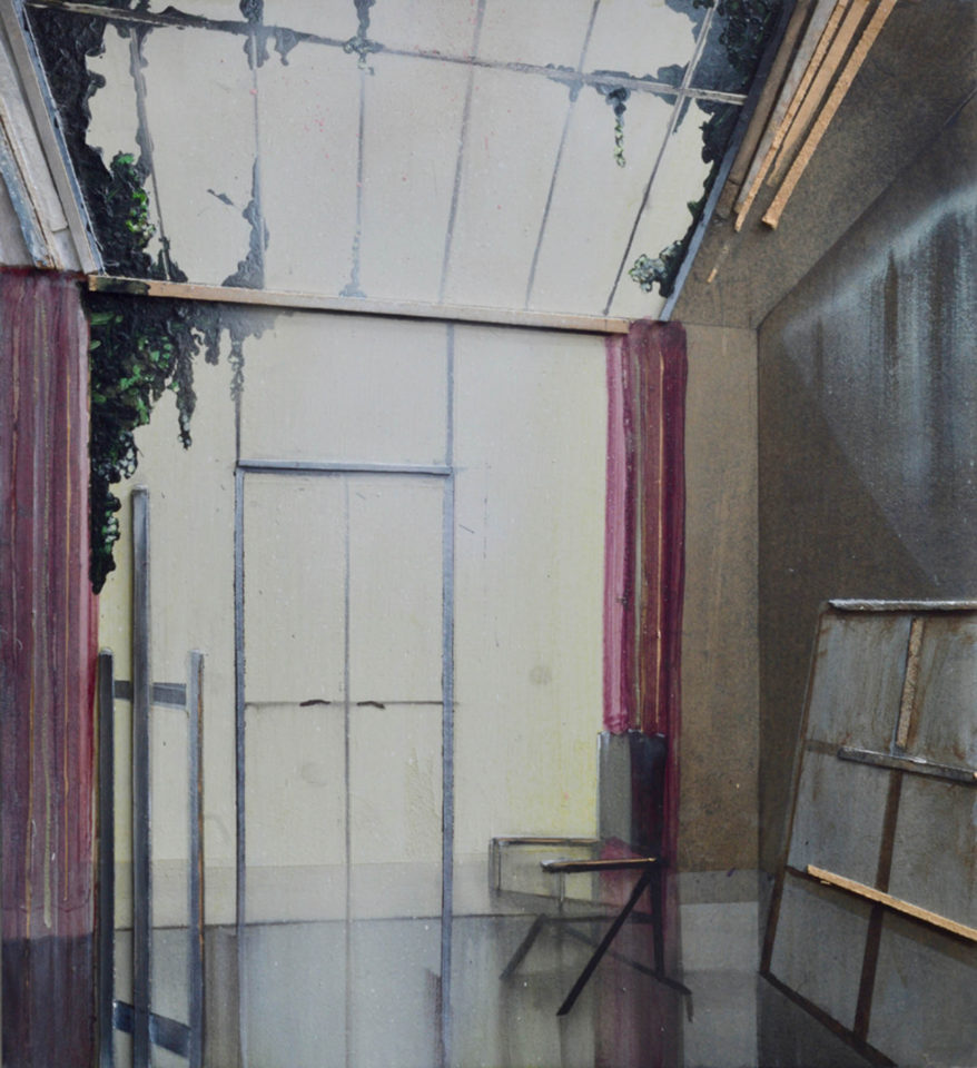Toon Berghahn The Glass House 67 x 60 cm gemengde techniek op paneel