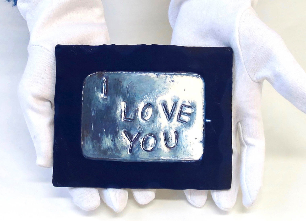 Brieke Drost I love you 12 x 15 cm tempera/paneel/koper