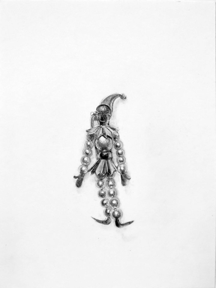Brieke Drost Pierrot 28 x 21 cm potlood/papier/tempera zonder lijst