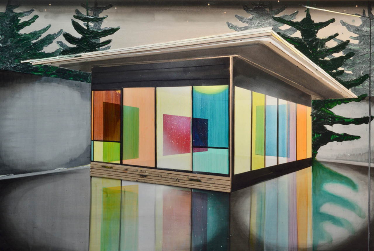 Toon Berghahn Pavilion 80 x 122 cm gemengde techniek op paneel